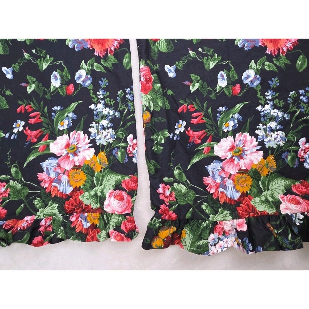 Ralph Lauren Home Isadora Cossette Black Floral Ruffled Pillow Cases Standard